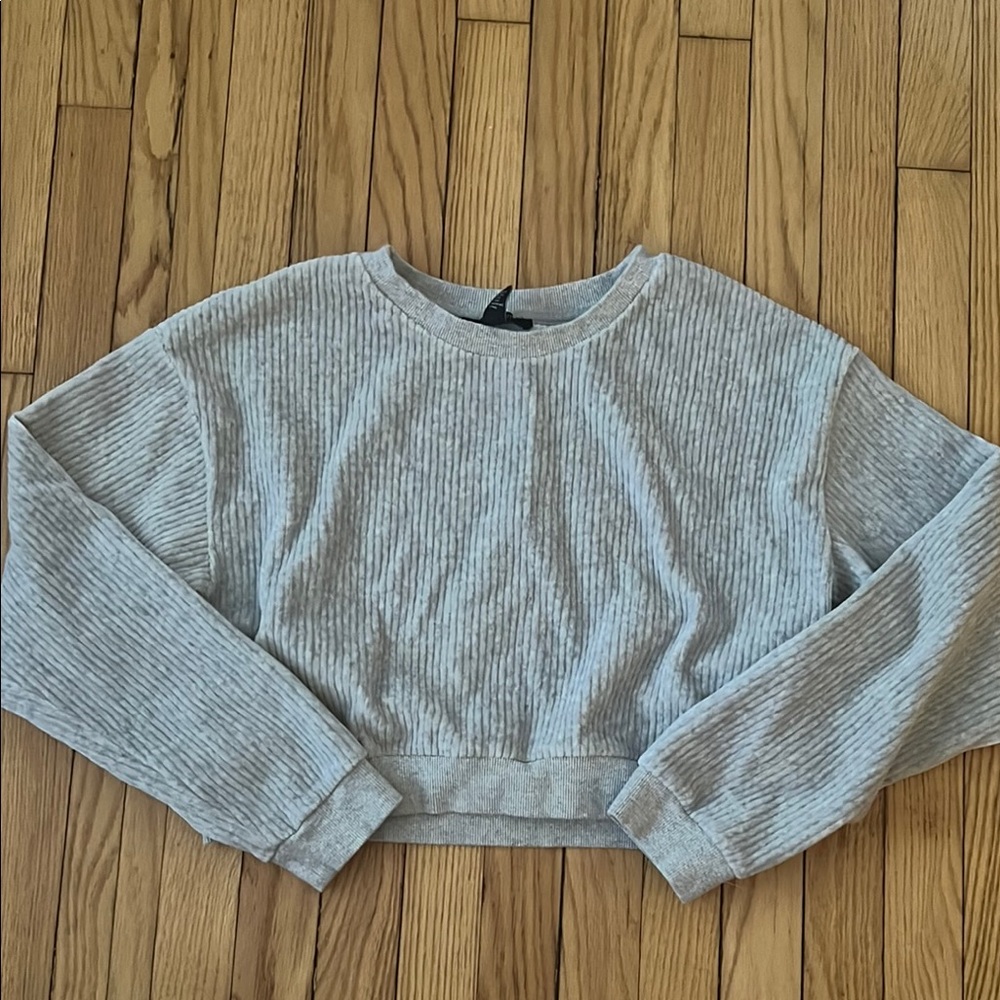 Women’s Large Gray Ribbed Long Sleeve Sweater